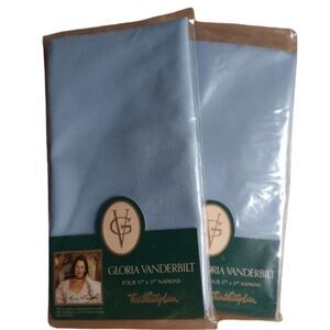 VTG Gloria Vanderbilt Dinner Napkins Scranton Lace Blue 4 17”X17” Set of 2 NWT